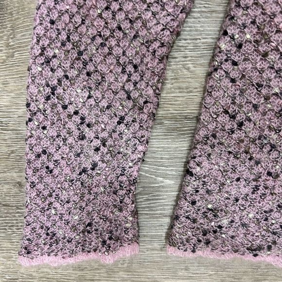 Vintage Y2K Lilac Purple Sequined Tie Front Cardigan Sweater Top - Picture 7 of 9